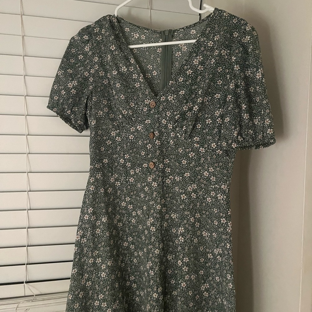 Green floral dress